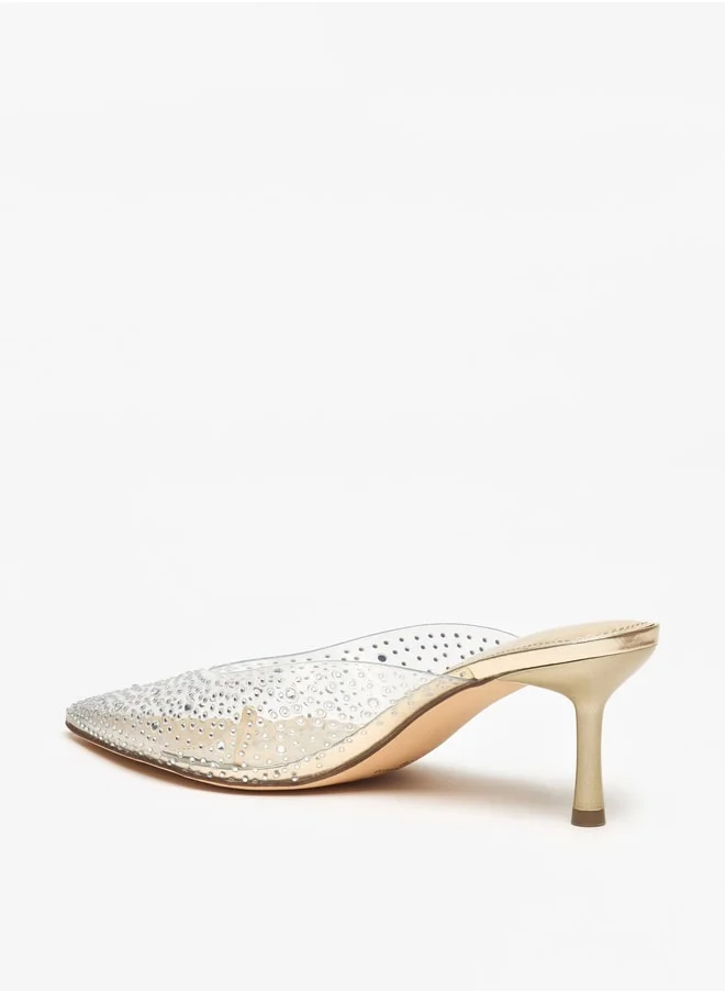 Flora Bella By Shoexpress Women's Embellished Slip-On Mules with Stiletto Heels