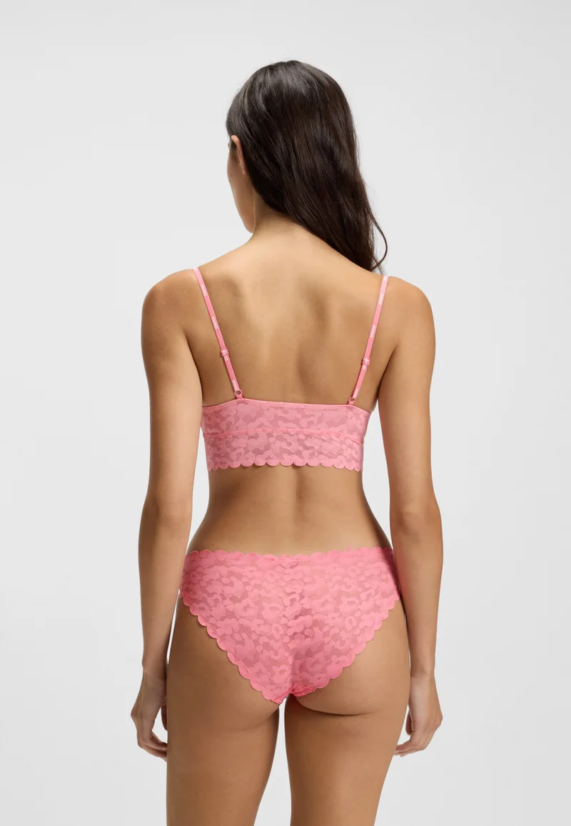 HUGO Scalloped-edge triangle bra in leopard-pattern lace
