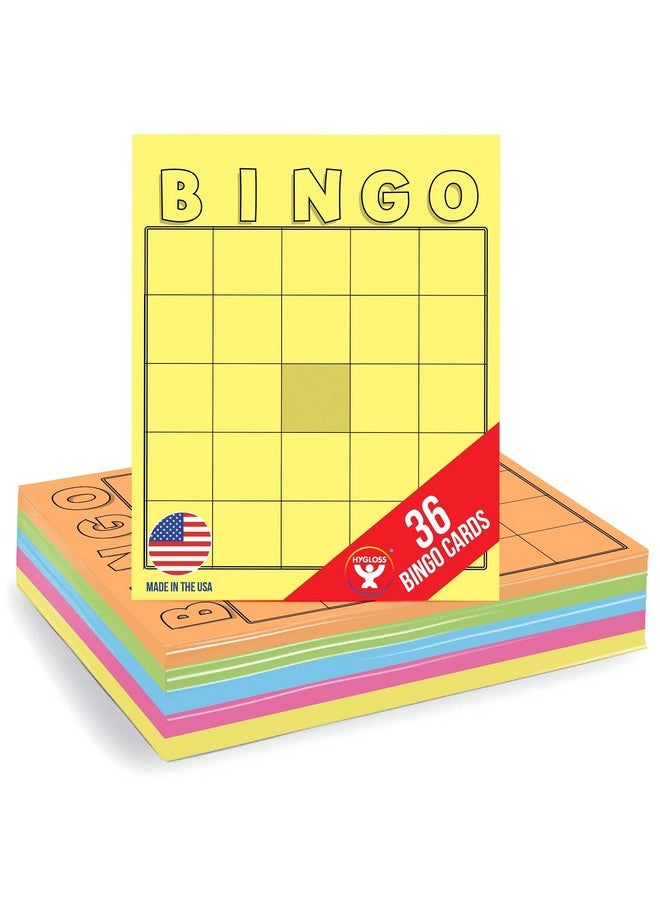Hygloss Products Blank Bingo Cards To Write On - 36-Pack Multicolor - Large Size Bingo Sheets Disposable - Activities For Classroom, Parties, Contests, Weddings, Events & More - Image 1