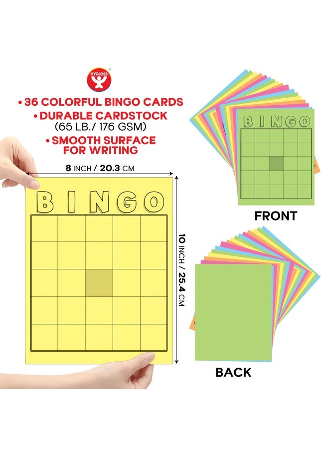 Hygloss Products Blank Bingo Cards To Write On - 36-Pack Multicolor - Large Size Bingo Sheets Disposable - Activities For Classroom, Parties, Contests, Weddings, Events & More - Image 2