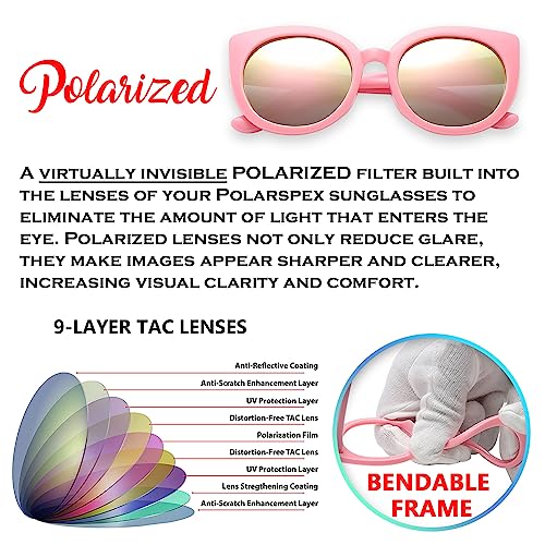 PolarSpex Toddler Sunglasses – Polarized UV Protection Cat Eye Sunglasses with Unbreakable Frame for Girls Age 2-8 - Image 3