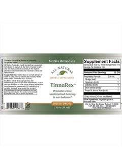 Native Remedies TinnaRex - All Natural Herbal Supplement Promotes Clear and Undisturbed Hearing - Supports Ear Structures, Sound Conduction and Conveyance - 59 mL  - Image 5