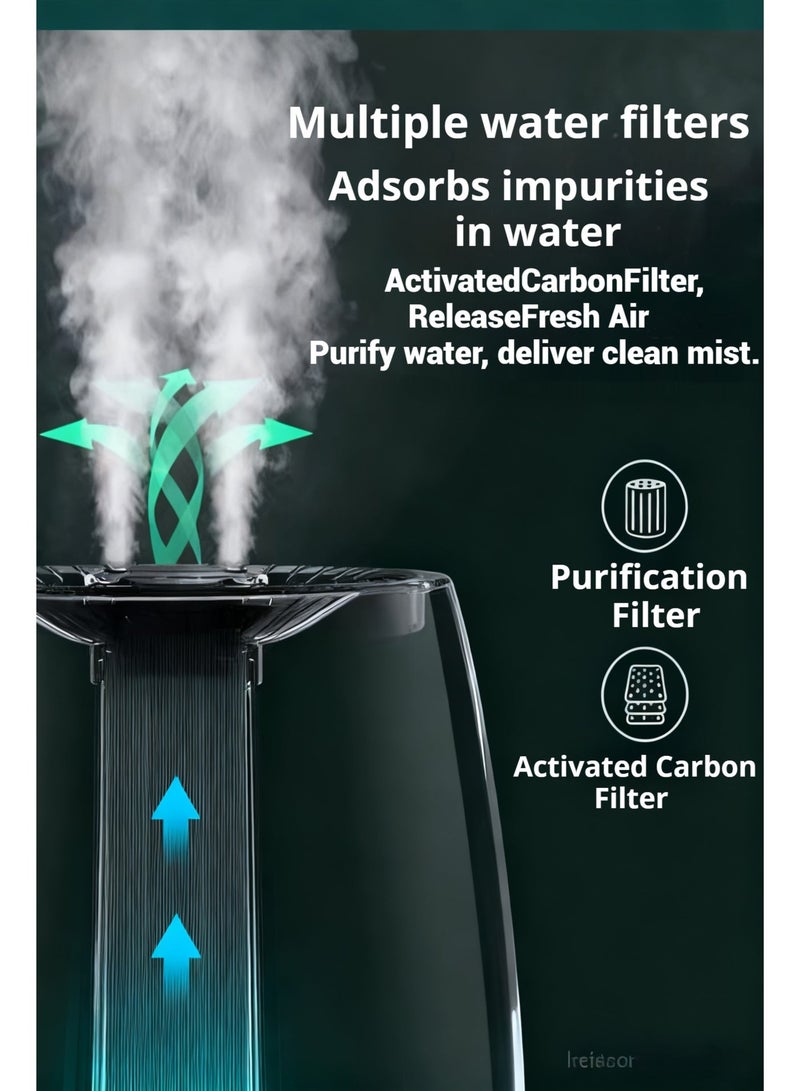 الحل الأمثل للهواء: مرطب ذكي بفوهة دوارة، ضوء UV، وضع تلقائي وحاوية زيوت عطرية - Image 4