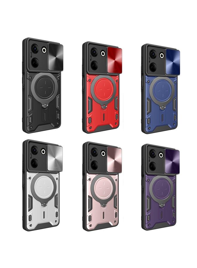 إيروريكس جراب لهاتف Tecno Camon 20 4G / 20 Pro 4G CD Texture Sliding Camshield حامل مغناطيسي جراب هاتف - Image 2