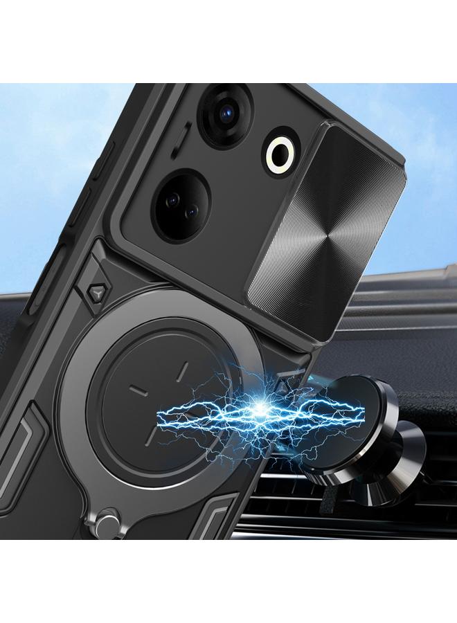 إيروريكس جراب لهاتف Tecno Camon 20 4G / 20 Pro 4G CD Texture Sliding Camshield حامل مغناطيسي جراب هاتف - Image 4