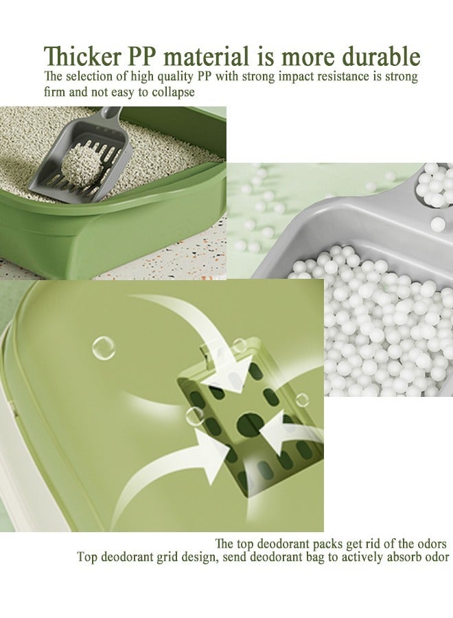 Aikenn Enclosed Cat Litter Box, High-Quality PP Material, Anti-Splash with Sand Leak Pedal, Detachable & Easy to Clean, Spacious for 7.5kg Cats (50x34x33cm), Includes Shovel, Odor-Reducing, Indoor Use Green - Image 3