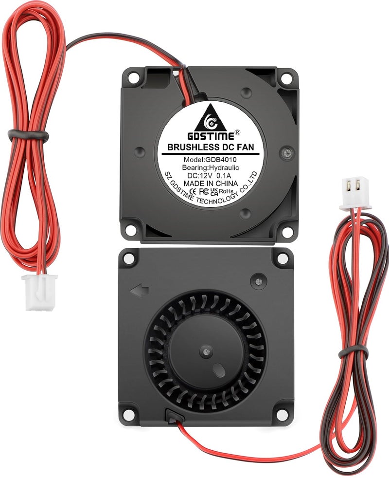 GDSTIME 2 Pack 40mm Blower Fan 12V 40x40x10mm 4010 DC Brushless Cooling Replacement Fans for 3D Printer - Image 1