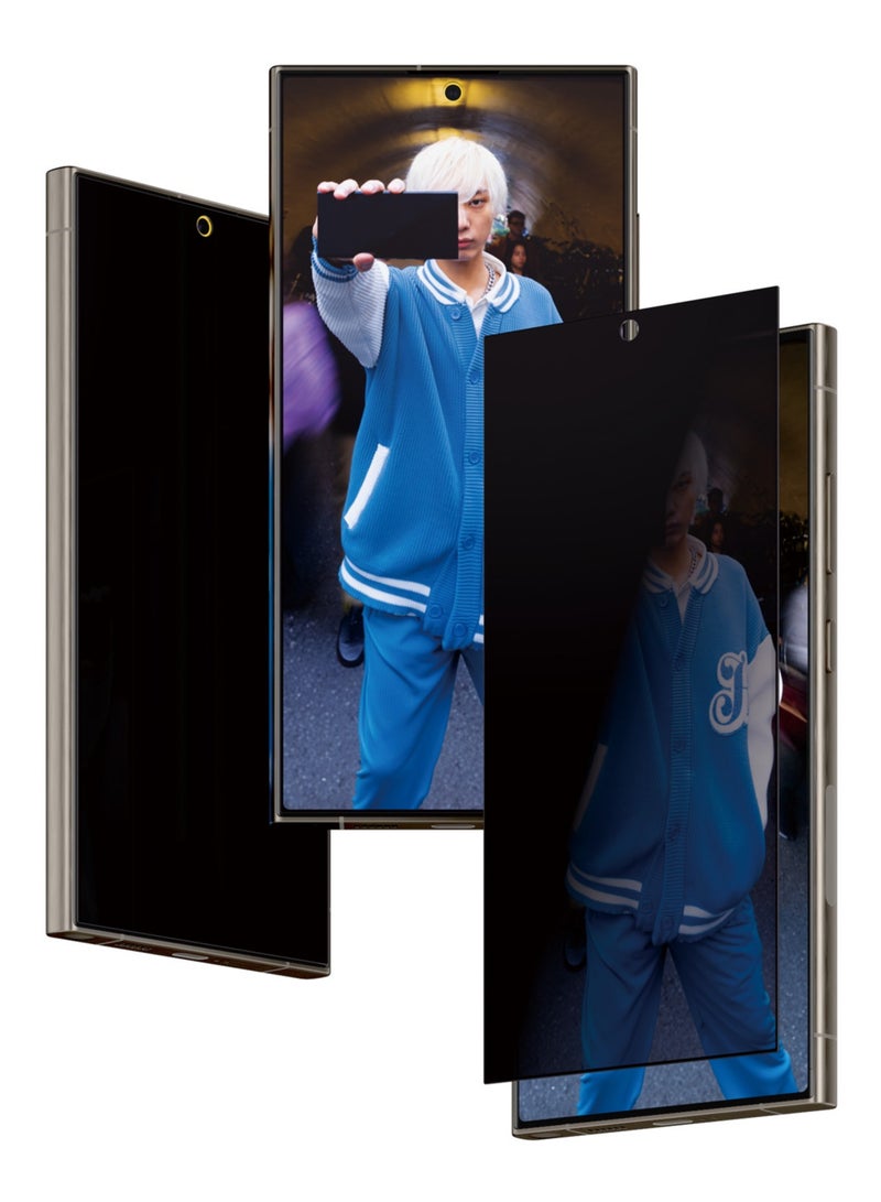 PanzerGlass حماية شاشة الخصوصية لجهاز سامسونج جالكسي S24 ألترا | فلتر الخصوصية، زجاج مقسى من الحافة إلى الحافة مع مسح بصمة الإصبع بالموجات فوق الصوتية، بدون ثقب، متوافق مع الحافظة مع أداة تركيب سهلة - Image 2