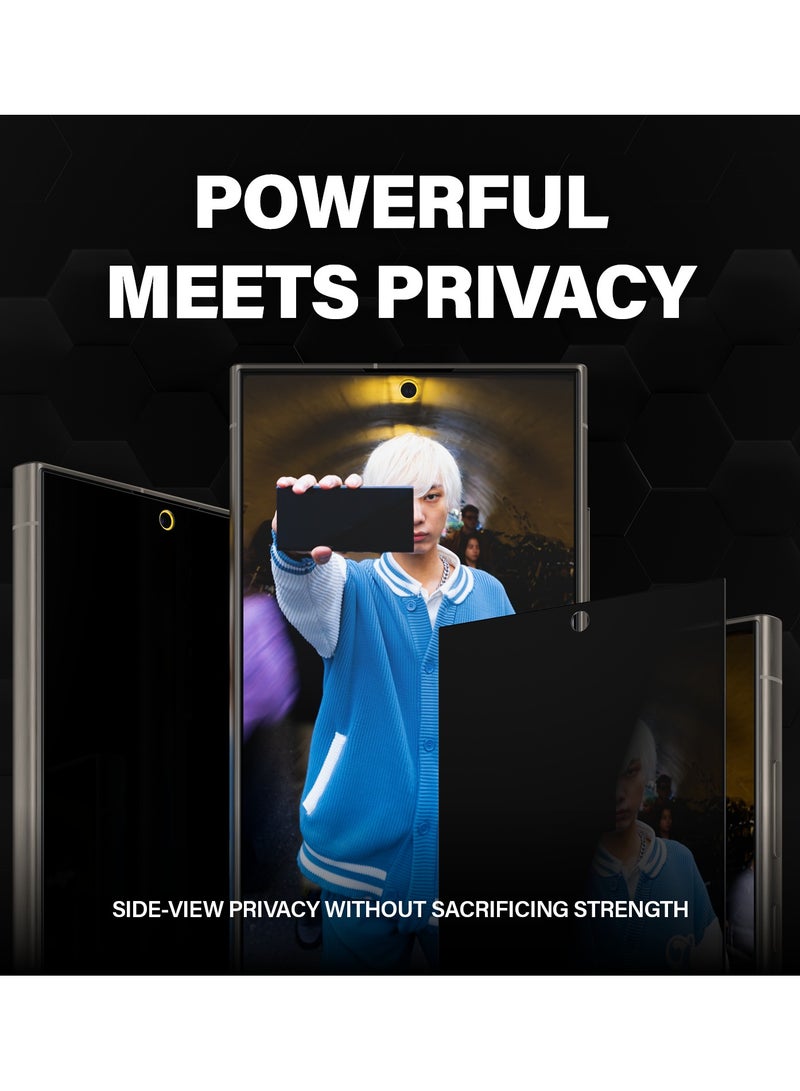 PanzerGlass حماية شاشة الخصوصية لجهاز سامسونج جالكسي S24 ألترا | فلتر الخصوصية، زجاج مقسى من الحافة إلى الحافة مع مسح بصمة الإصبع بالموجات فوق الصوتية، بدون ثقب، متوافق مع الحافظة مع أداة تركيب سهلة - Image 3