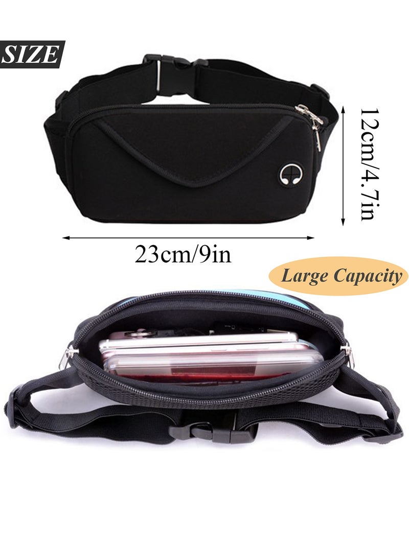 Qiccijoo Running Belt Fanny Pack for Women Men Waist Pack Bag for Hiking Fitness Cycling Workout Gym Travelling Money Phone Holder for Running（Black） - Image 2