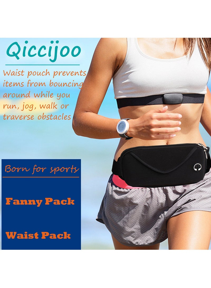 Qiccijoo Running Belt Fanny Pack for Women Men Waist Pack Bag for Hiking Fitness Cycling Workout Gym Travelling Money Phone Holder for Running（Black） - Image 5