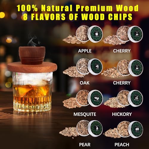 Yecuip Cocktail Smoker Kit with Torch – 8 Flavors Wood Chips – Old Fashioned Drink Smoker Kit, Whiskey Smoker Infuser Kit, Birthday Bourbon Gifts Christmas Gifts for Men, Dad, Husband (Without Butane) - Image 3