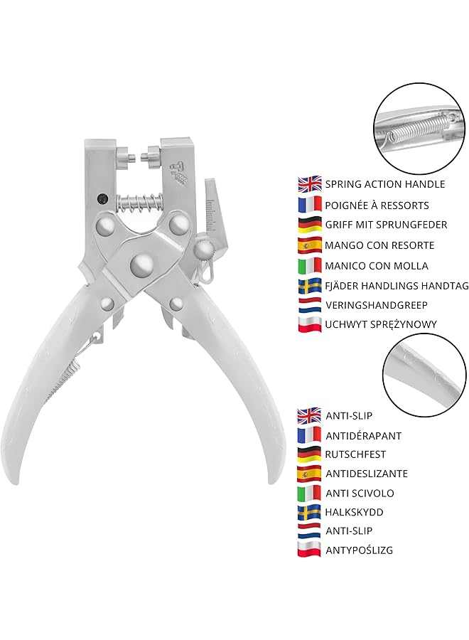 Kurtzy Eyelet Hole Punch Pliers Kit With 100 Silver Eyelets - 16Cm/6.3 Inch Leather Belt Grommet Tool - 8.5Mm Silver Metal Grommets - Plier Puncher Set For Fabric, Clothes, Shoes, Bags And Crafts - Image 4