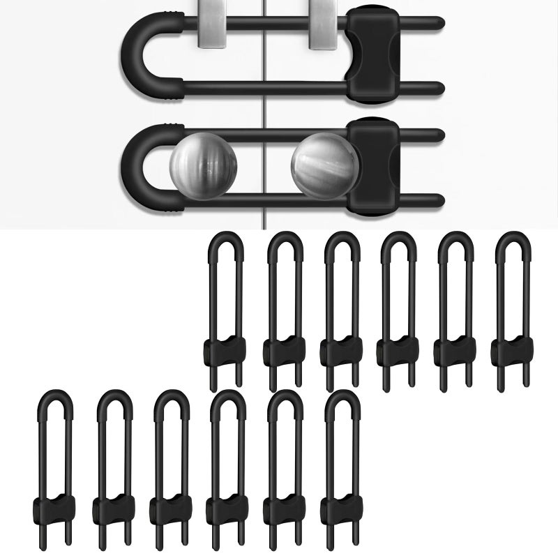SPISPI Baby Proofing Cabinets,Cabinet Locks for Babies,12 Pack U-Shaped Child Locks for Cabinets, Child Proof Cabinet Latches,Child Safety Cabinet Locks with Adjustable by SPISPI (Black) - Image 1