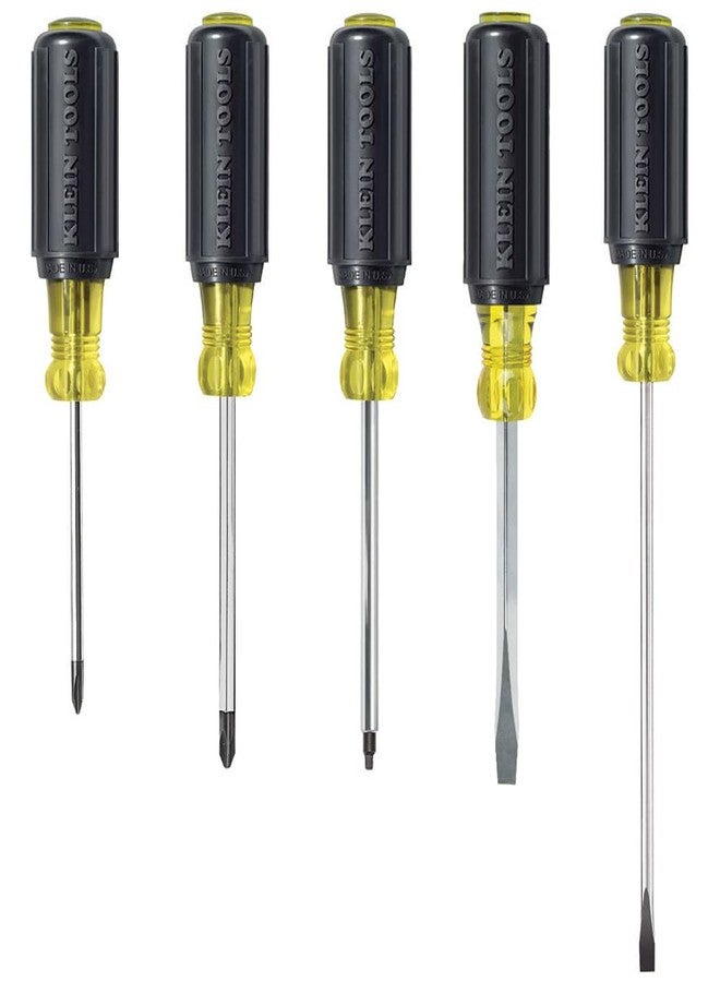 Klein Tools 80031 Screwdriver Set, Made in USA, 5-Piece Kit Includes 2 Slotted, 2 Phillips and 1 Square Tip Screwdriver, Cushion Grip Comfort - Image 1