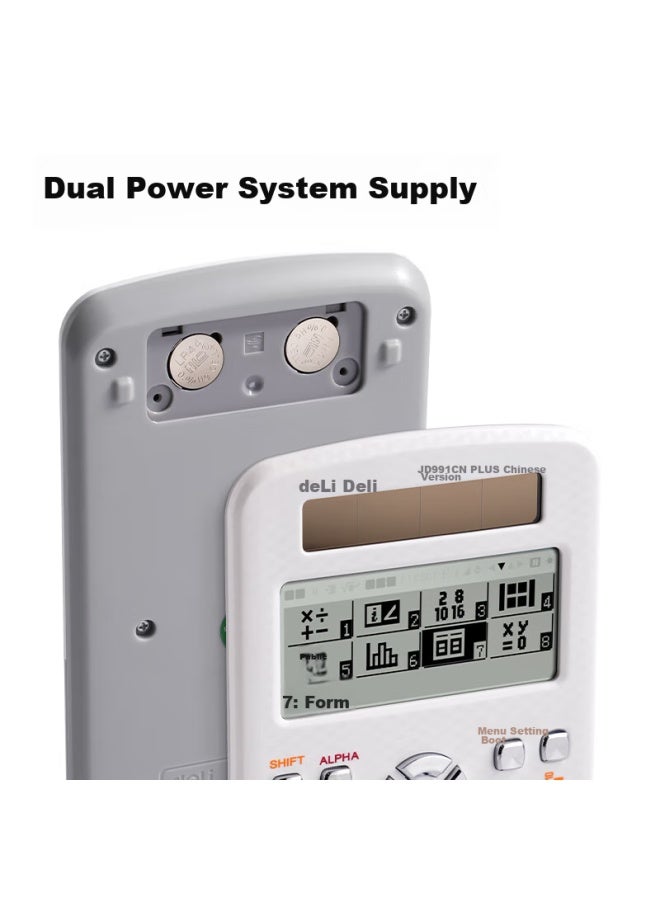 ديلي Deli Jd991cn حاسبة علمية مزدوجة الطاقة، لدورات المدارس الثانوية/الجامعية، امتحانات القبول للدراسات العليا، أولمبياد الرياضيات، مسابقات الفيزياء، وامتحانات المحاسبة، أبيض - Image 3