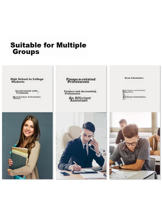 ديلي Deli Jd991cn حاسبة علمية مزدوجة الطاقة، لدورات المدارس الثانوية/الجامعية، امتحانات القبول للدراسات العليا، أولمبياد الرياضيات، مسابقات الفيزياء، وامتحانات المحاسبة، أبيض - Image 1