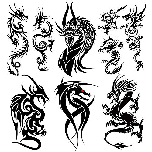 Oottati 6 Sheets Black Flying Dragon Claw Totem Arm Body Art Temporary Tattoo Stickers Fake Tattoos That Look Real and Last Long - Image 1