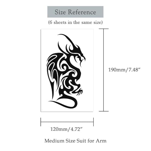 Oottati 6 Sheets Black Flying Dragon Claw Totem Arm Body Art Temporary Tattoo Stickers Fake Tattoos That Look Real and Last Long - Image 3