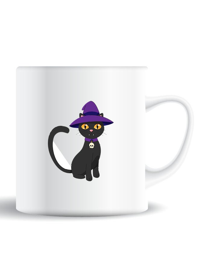 Theodor Premium Quality Two Sided Printed Coffee Mug Tea Cup Cat Wearing Hat Halloween For Home Office, Kids Men Women - Image 1