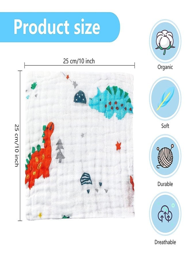 VEWIKZY | Muslin Cotton Face Towels for New Born Baby | Extra Soft Hankies Reusable Napkins for Infants Toddlers | Baby Care Soft & Absorbent | Random Prints | Pack of 5 (White) - Image 3