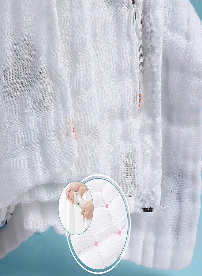 VEWIKZY | Muslin Cotton Face Towels for New Born Baby | Extra Soft Hankies Reusable Napkins for Infants Toddlers | Baby Care Soft & Absorbent | Random Prints | Pack of 5 (White) - Image 5