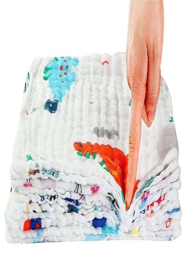 VEWIKZY | Muslin Cotton Face Towels for New Born Baby | Extra Soft Hankies Reusable Napkins for Infants Toddlers | Baby Care Soft & Absorbent | Random Prints | Pack of 5 (White) - Image 4