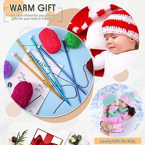 Syhood 6 Pieces/ 3 Pairs Aluminum Straight Knitting Needles Set, 8 mm, 9 mm and 10 mm,14 Inch Single Point Knitting Needles, Color Extra Long Sweater Straight for DIY Projects - Image 5