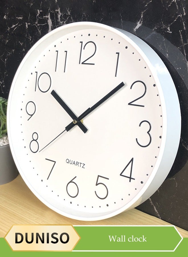 DUNISO ساعة حائط، ساعة كوارتز صامتة بدون تكتكة، ساعة حائط دائرية زخرفية، سهلة القراءة، مناسبة لغرف النوم، غرف المعيشة، المطابخ، المكاتب، المدارس - Image 2
