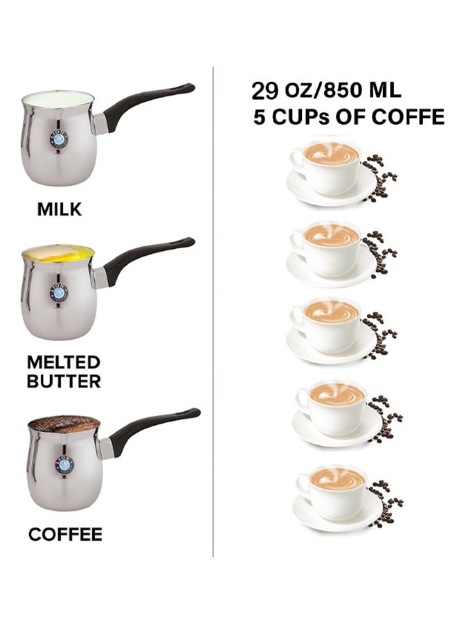 Lion Premium Stainless Steel Coffee Warmer & Tea Pot, 850ml, Cool-Touch Handle, Spout Design – Multipurpose for Brewing Coffee, Tea, Hot Chocolate, Butter Melting & More, Durable Quality - Image 4