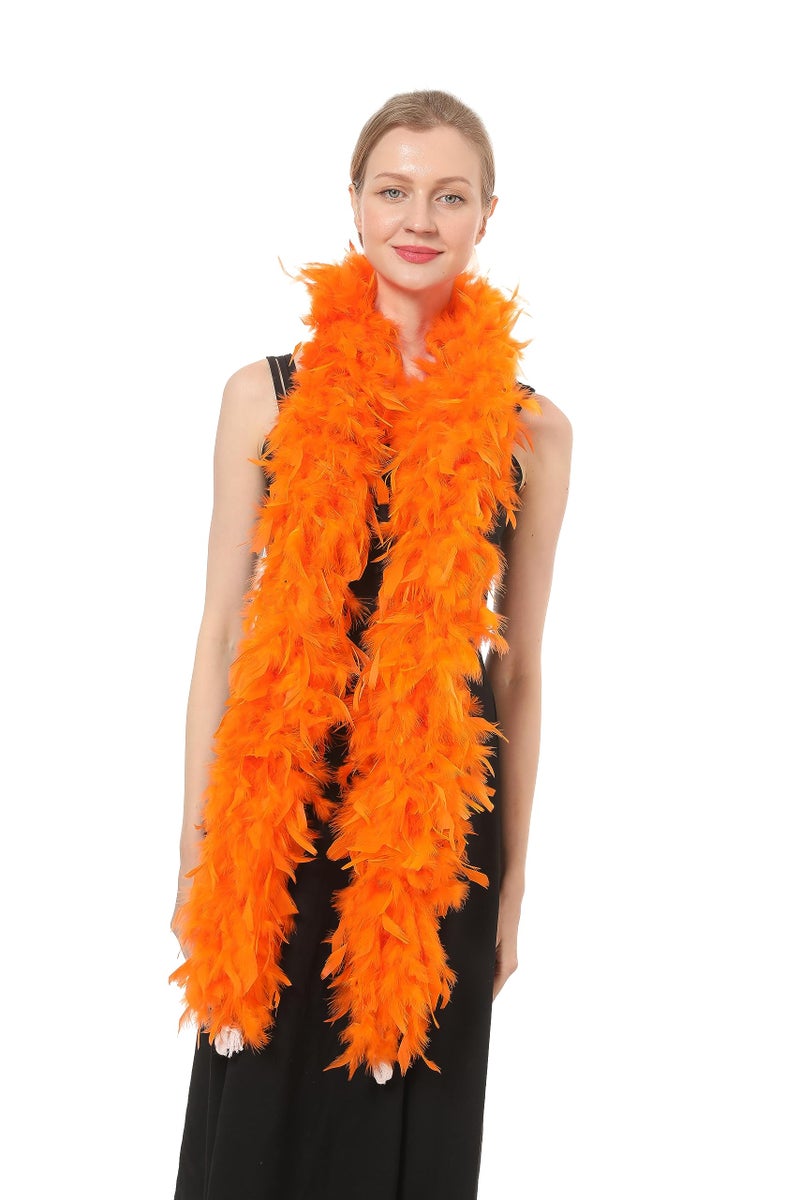 Flydreamfeathers 100 Gram 2 Yard Long Chandelle Feather Boa over 10 Colors Great for Party Wedding Costume Orange