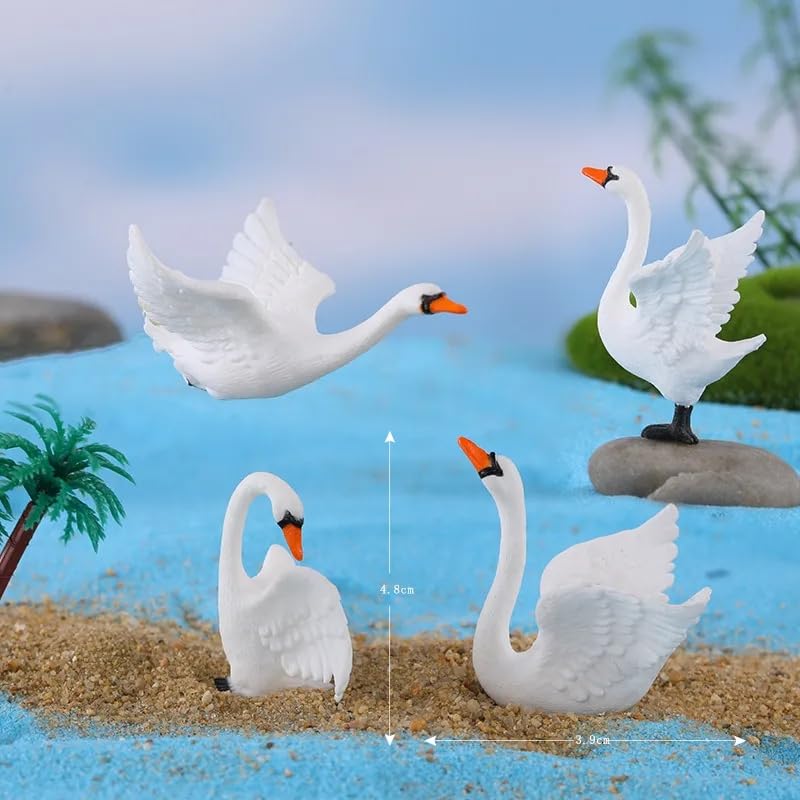 Chocozone Pack of 4 Goose Miniatures Toys for Kids Decorative Items for Home Landscape Decor Fairy Garden Decorations - 4.5cm - Image 2