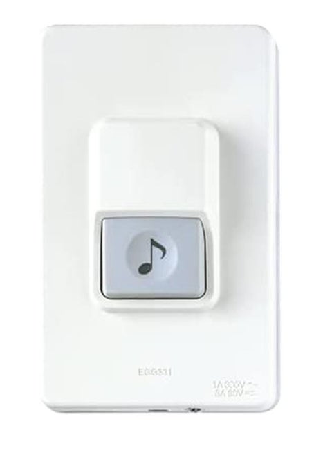 RACO Panasonic Push Button for Door Chime Weatherproof Door Bell Switch White