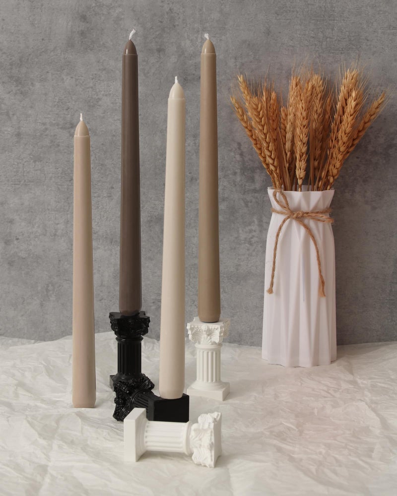 Viyffo Taper Candles 10 Inch Brown 4 Pack Unscented, Smokeless Long Tall Tapered Candlesticks Wedding Home Decor Dinner Natural Color Series - Image 2