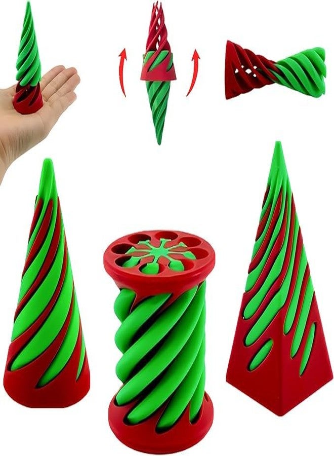 3D CRAFT 3D Spiral Twist Cone Fidget Toy,Multicolor,Figure Toy, Rotating Design, Pack of 1 (Pice-3) (Red and Light Green) - Image 1