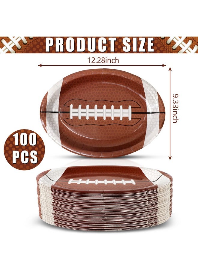 Sawowkuya - 100Pcs Football Party Supplies Football Shaped Disposable Paper Dinner Plates Tableware For Sports Game Birthday Tailgate Party Decoration - Image 1