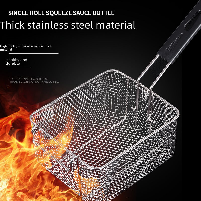 Meifan stainless steel frying screen basket 81 commercial electric frying furnace frying net frying pan special square filter oil screen frying net([304 material 6L] square fried net) - Image 3