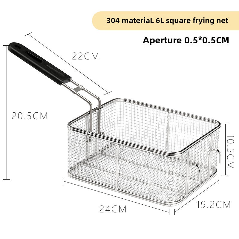 Meifan stainless steel frying screen basket 81 commercial electric frying furnace frying net frying pan special square filter oil screen frying net([304 material 6L] square fried net) - Image 1