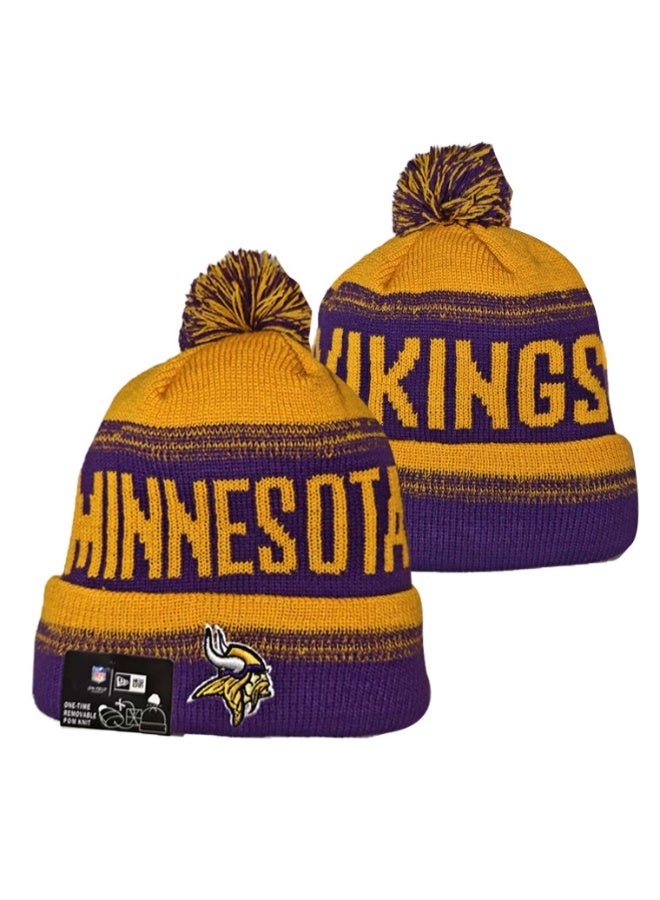 New Era Minnesota Vikings NFL Knit Beanie Hat with Pom - Purple  Gold