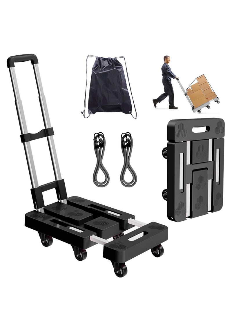 XiuWoo Folding Hand Truck, Foldable Cart for 500 lbs Heavy Luggage, Hand Truck Dolly, 6-Wheel Foldable Dolly with 2 Ropes, Ideal for Home, Office, and Travel Moving - Image 1