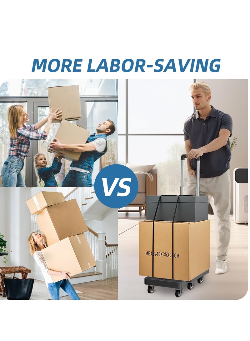 XiuWoo Folding Hand Truck, Foldable Cart for 500 lbs Heavy Luggage, Hand Truck Dolly, 6-Wheel Foldable Dolly with 2 Ropes, Ideal for Home, Office, and Travel Moving - Image 2