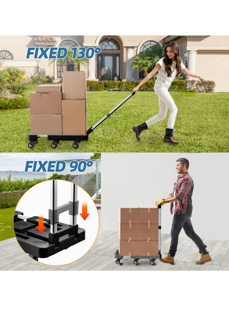 XiuWoo Folding Hand Truck, Foldable Cart for 500 lbs Heavy Luggage, Hand Truck Dolly, 6-Wheel Foldable Dolly with 2 Ropes, Ideal for Home, Office, and Travel Moving - Image 3