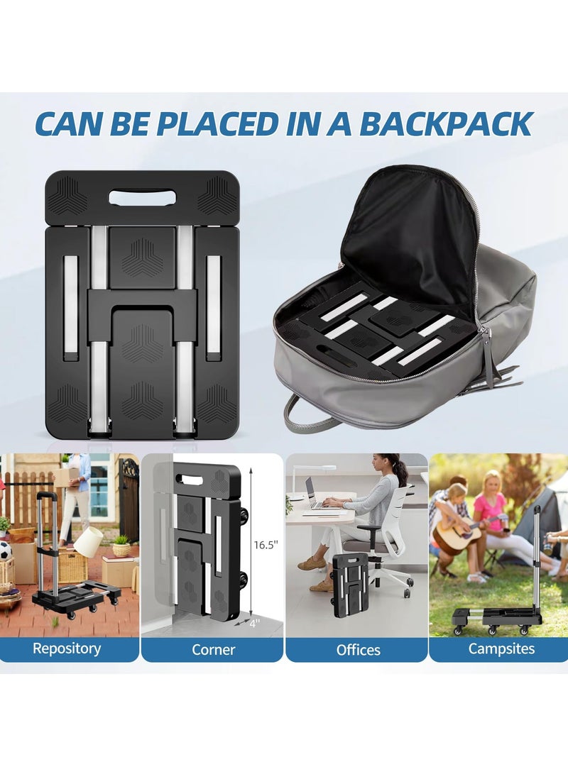 XiuWoo Folding Hand Truck, Foldable Cart for 500 lbs Heavy Luggage, Hand Truck Dolly, 6-Wheel Foldable Dolly with 2 Ropes, Ideal for Home, Office, and Travel Moving - Image 4