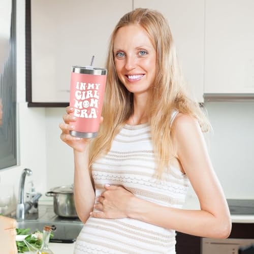 CUPLOOV Mom Gifts for New Mother, In My Girl Mom Era Christmas Gifts for Pregnant Women Mama, Expecting Moms to Be, First Time Mother Mommy Wife Sister Mothers Day, 20 Oz Pink Stainless Steel Tumbler Set - Image 2