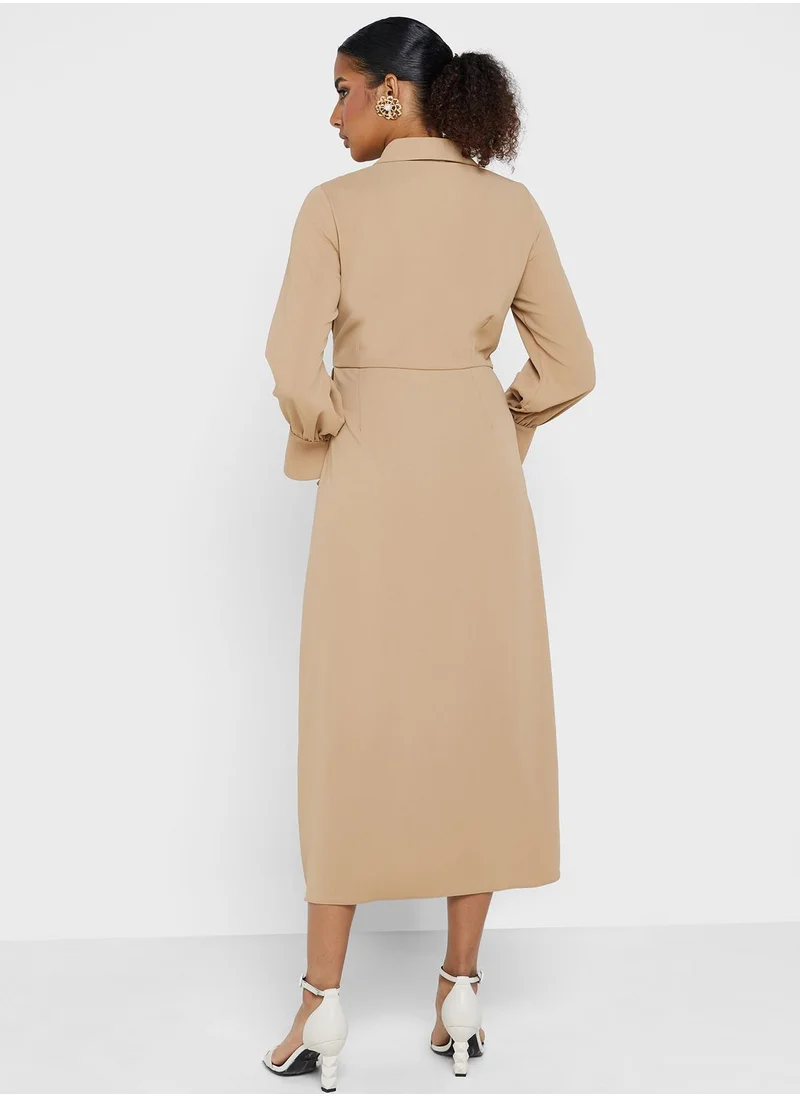 مونتانيا Flute Sleeve Wrap Dress