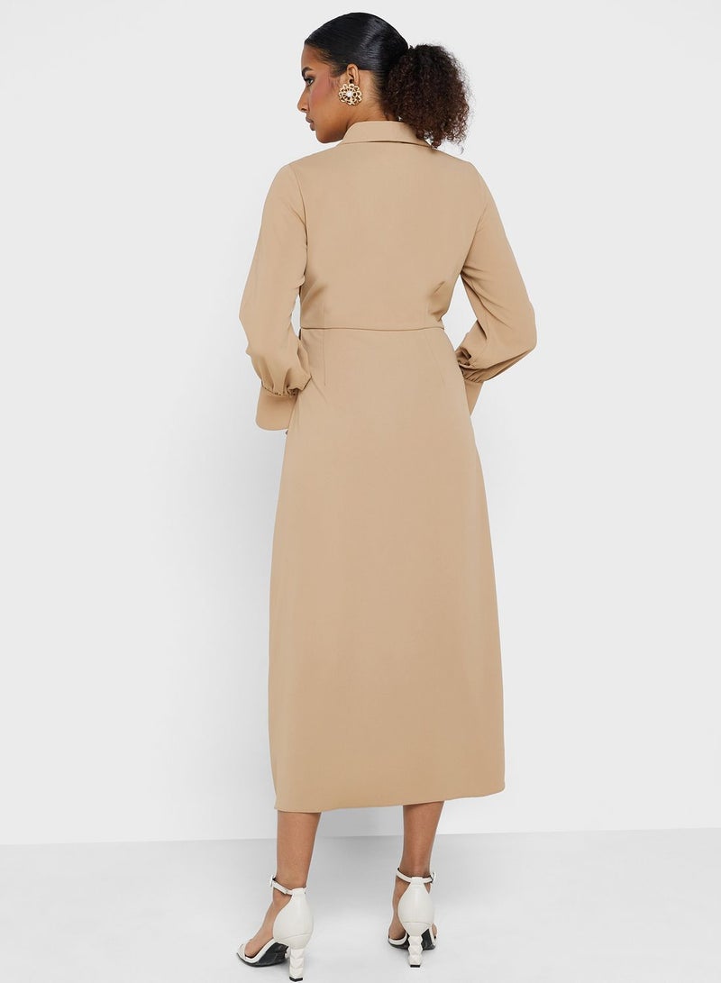 Montania Collared Faux-Wrap Dress  - Image 2