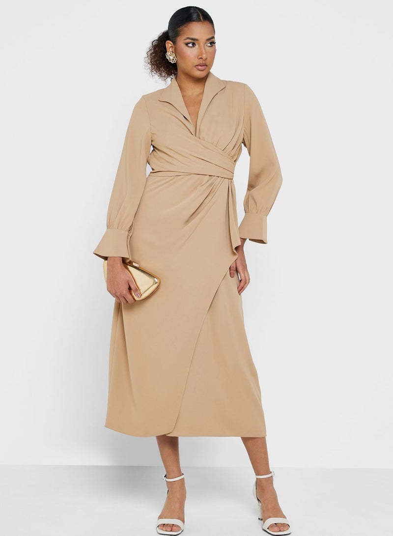 Montania Collared Faux-Wrap Dress  - Image 4