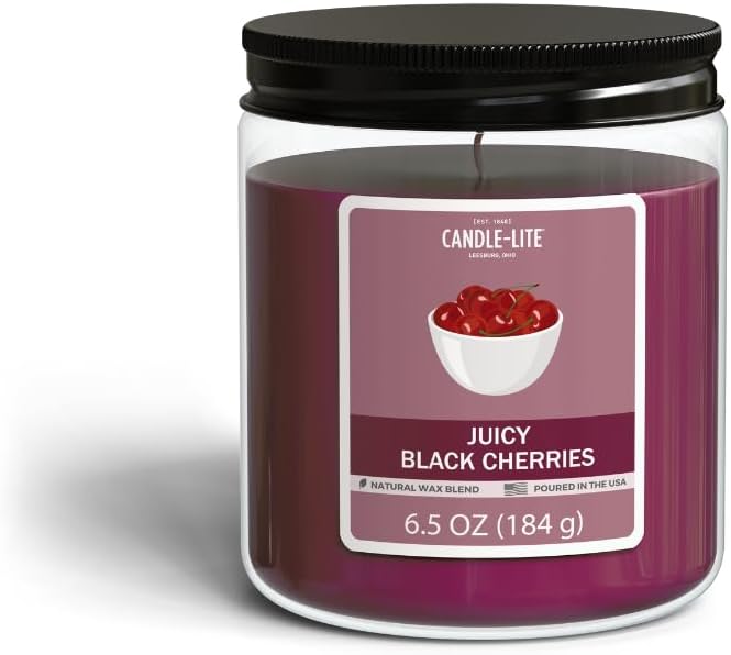 CANDLE-LITE Juicy Black Cherries Scented Jar Candle - 6.5oz