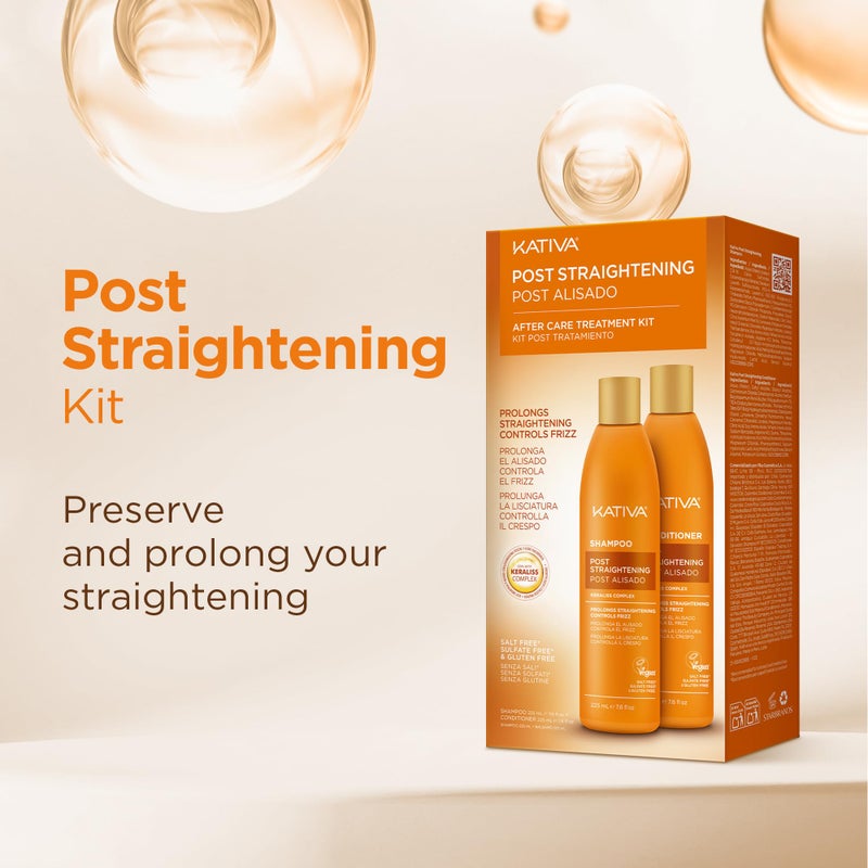 Kativa Post-Straightening Hair Care Kit â€“ Salt-Free Shampoo & Conditioner with Vegetal Keratin & Hyaluronic Acid â€“ Helps Prolong Straightening up to 18 Weeks* - 7.6 Fl Oz Each - Image 3