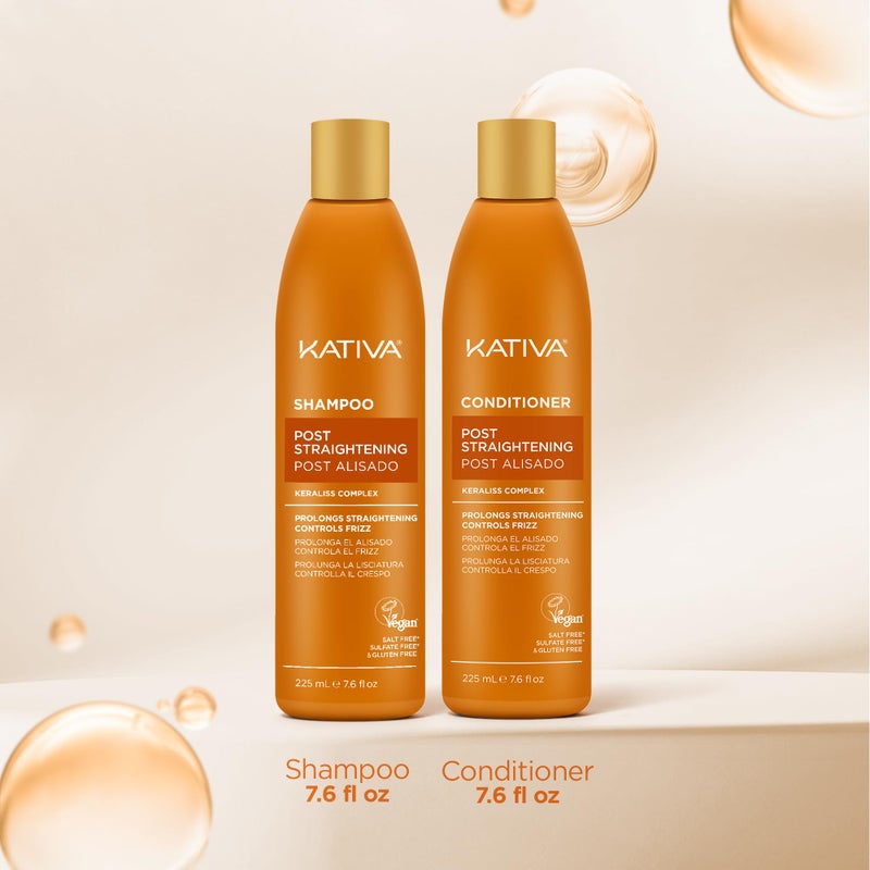 Kativa Post-Straightening Hair Care Kit â€“ Salt-Free Shampoo & Conditioner with Vegetal Keratin & Hyaluronic Acid â€“ Helps Prolong Straightening up to 18 Weeks* - 7.6 Fl Oz Each - Image 2